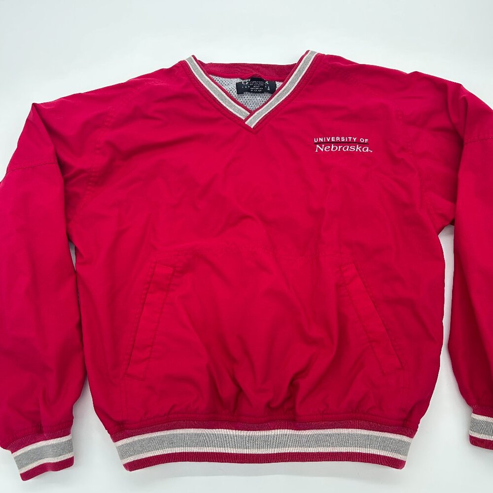 VTG 90s‎ Gear University of Nebraska Red Nylon Windbreaker Pullover Jacket Men M